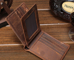 Cool Vintage Brown Mens Leather Small Wallet Bifold billfold Wallets for Men - iwalletsmen