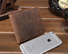 Cool Vintage Brown Mens Leather Small Wallet Bifold billfold Wallets for Men - iwalletsmen