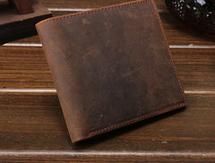 Cool Vintage Brown Mens Leather Small Wallet Bifold billfold Wallets for Men - iwalletsmen