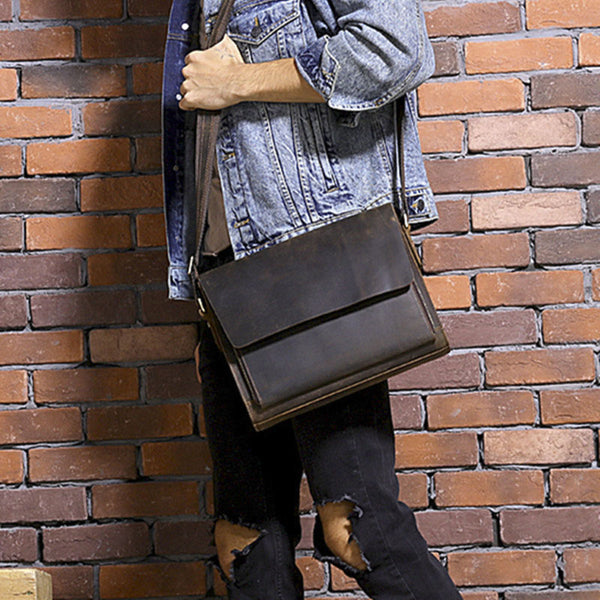 Cool Brown Vintage Leather Mens Messengers Bag Shoulder Bag for Men - iwalletsmen