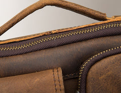 Vintage Brown Leather Small Messenger Bag Small Side Bag Shoulder Bag For Men - iwalletsmen