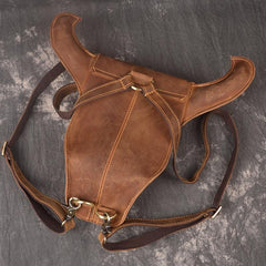 Cool Bull Leather Mens Backpack Vintage Travel Backpack Bag for Men - iwalletsmen