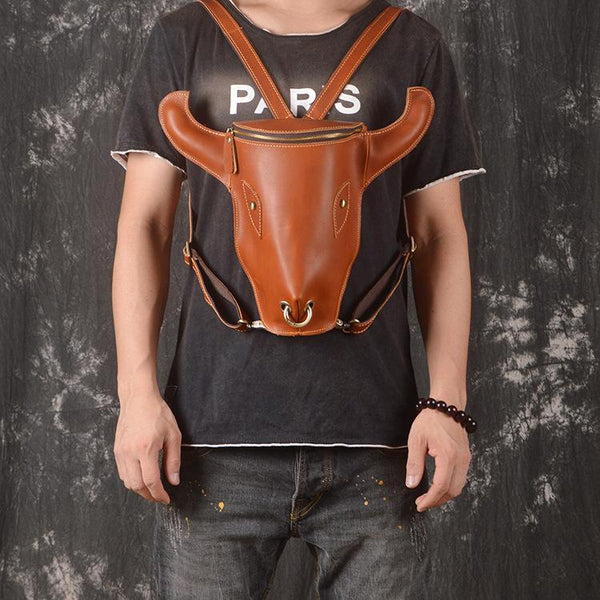 Cool Bull Leather Mens Backpack Vintage Travel Backpack Bag for Men - iwalletsmen