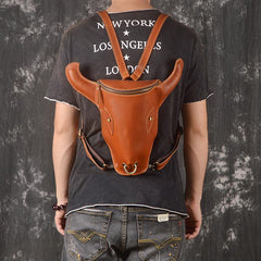 Cool Bull Leather Mens Backpack Vintage Travel Backpack Bag for Men - iwalletsmen