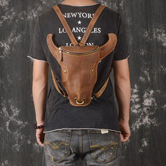 Cool Bull Leather Mens Backpack Vintage Travel Backpack Bag for Men - iwalletsmen