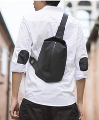 Cool OXFORD CLOTH PVC Men's Sling Bag Black One Shoulder Backpack For Men - iwalletsmen