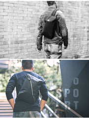 Cool OXFORD CLOTH PVC Black Men's Sling Bag Chest Bag One Shoulder Backpack For Men - iwalletsmen