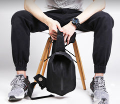 Cool OXFORD CLOTH PVC Black Men's Sling Bag One Shoulder Backpack For Men - iwalletsmen