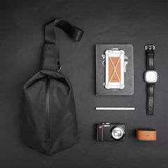 Cool OXFORD CLOTH PVC Black Men's Sling Bag One Shoulder Backpack For Men - iwalletsmen
