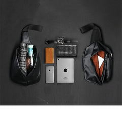 Cool OXFORD CLOTH PVC Black Men's Sling Bag One Shoulder Backpack For Men - iwalletsmen