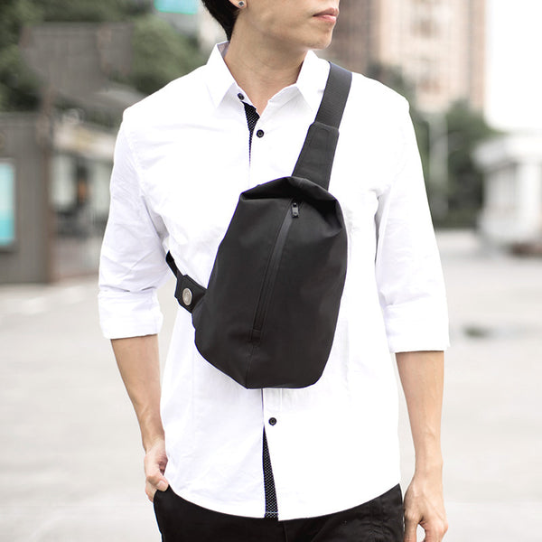 Cool OXFORD CLOTH PVC Black Men's Sling Bag One Shoulder Backpack For Men - iwalletsmen