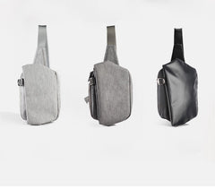 Cool OXFORD CLOTH PVC Black Men's Sling Bag One Shoulder Backpack For Men - iwalletsmen