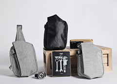 Cool OXFORD CLOTH PVC Black Men's Sling Bag One Shoulder Backpack For Men - iwalletsmen