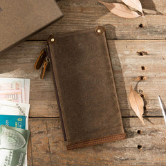 Cool Canvas Leather Mens Bifold Long Cards Wallet Long Wallet for Men - iwalletsmen