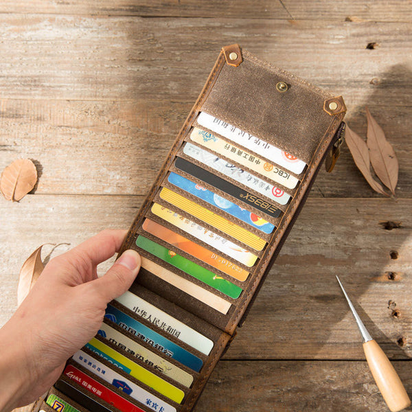 Cool Canvas Leather Mens Bifold Long Cards Wallet Long Wallet for Men - iwalletsmen