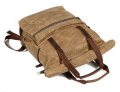 Cool Canvas Leather Mens Black College Backpack 15'' Computer Backpack Travel Backpack Hiking Bag for Men - iwalletsmen