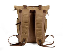 Cool Canvas Leather Mens Black College Backpack 15'' Computer Backpack Travel Backpack Hiking Bag for Men - iwalletsmen