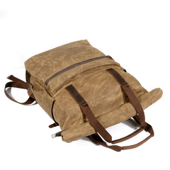 Cool Canvas Leather Mens Black College Backpack 15'' Computer Backpack Travel Backpack Hiking Bag for Men - iwalletsmen