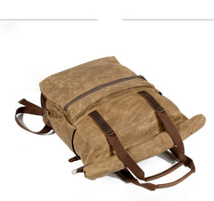 Cool Canvas Leather Mens Black College Backpack 15'' Computer Backpack Travel Backpack Hiking Bag for Men - iwalletsmen