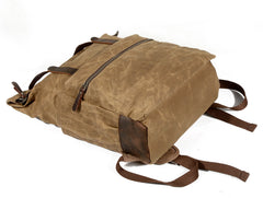 Cool Canvas Leather Mens Black College Backpack 15'' Computer Backpack Travel Backpack Hiking Bag for Men - iwalletsmen