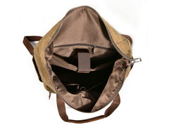 Cool Canvas Leather Mens Black College Backpack 15'' Computer Backpack Travel Backpack Hiking Bag for Men - iwalletsmen