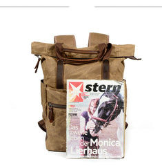 Cool Canvas Leather Mens Black College Backpack 15'' Computer Backpack Travel Backpack Hiking Bag for Men - iwalletsmen