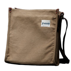 Cool Canvas Leather Mens Side Bag Black Vertical Shoulder Bag College Bag Messenger Bag for Men - iwalletsmen