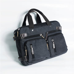 Cool Canvas Leather Mens Business Black Briefcase Khaki Laptop Shoulder Bag Handbag for Men - iwalletsmen