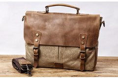 Waxed Canvas Leather Mens Casual Briefcase Computer Bag 14'' Messenger Bag For Men - iwalletsmen