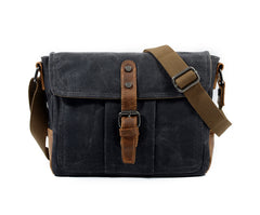 Cool Waxed Canvas Leather Mens Casual Green Gray Motorcycle Side Bag Messenger Bag Backpack For Men - iwalletsmen