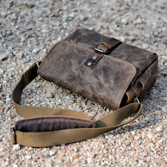 Cool Waxed Canvas Leather Mens Casual Waterproof Messenger Bag Camera Bag Side Bag For Men - iwalletsmen