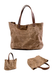 Cool Canvas Leather Mens Casual Waterproof Tote Bag Shoulder Bag Tote Purse For Men - iwalletsmen
