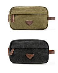 Cool Canvas Leather Mens Black Clutch Bag Mini Green Phone Bag Wristlet Bag For Men - iwalletsmen