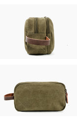 Cool Canvas Leather Mens Black Clutch Bag Mini Green Phone Bag Wristlet Bag For Men - iwalletsmen
