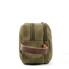 Cool Canvas Leather Mens Black Clutch Bag Mini Green Phone Bag Wristlet Bag For Men - iwalletsmen
