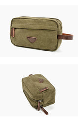 Cool Canvas Leather Mens Black Clutch Bag Mini Green Phone Bag Wristlet Bag For Men - iwalletsmen