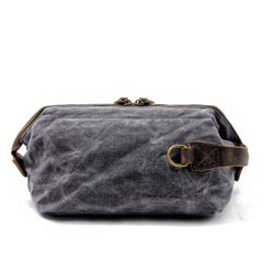 Cool Waxed Canvas Leather Mens Black Clutch Bag Handbag Phone Bag Wash Bag For Men - iwalletsmen