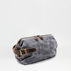 Cool Waxed Canvas Leather Mens Black Clutch Bag Handbag Phone Bag Wash Bag For Men - iwalletsmen