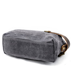 Cool Waxed Canvas Leather Mens Black Clutch Bag Handbag Phone Bag Wash Bag For Men - iwalletsmen