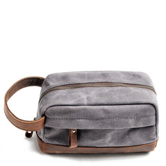 Cool Canvas Leather Mens Clutch Bag Handbag Storage Bag Wash Bag For Men - iwalletsmen