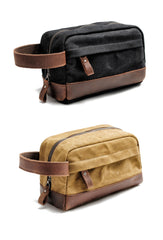 Cool Canvas Leather Mens Clutch Bag Handbag Storage Bag Wash Bag For Men - iwalletsmen