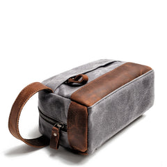 Cool Canvas Leather Mens Clutch Bag Handbag Storage Bag Wash Bag For Men - iwalletsmen