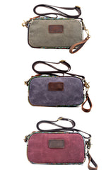 Cool Canvas Mens Green Clutch Bag Mini Side Bag Gray Small Messenger Bag For Men - iwalletsmen