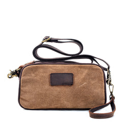 Cool Canvas Mens Green Clutch Bag Mini Side Bag Gray Small Messenger Bag For Men - iwalletsmen