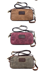 Cool Canvas Mens Green Clutch Bag Mini Side Bag Gray Small Messenger Bag For Men - iwalletsmen