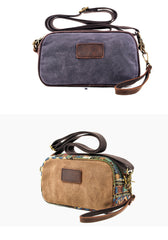 Cool Canvas Mens Green Clutch Bag Mini Side Bag Gray Small Messenger Bag For Men - iwalletsmen