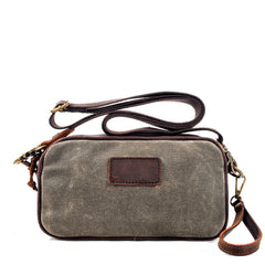 Cool Canvas Mens Green Clutch Bag Mini Side Bag Gray Small Messenger Bag For Men - iwalletsmen