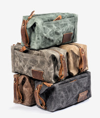 Waxed Canvas Leather Mens Clutch Bag Waterproof Handbag Storage Bag Wash Bag For Men - iwalletsmen