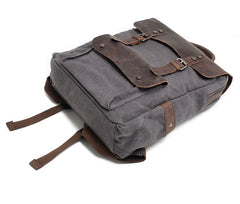 Cool Canvas Leather Mens 15'' College Gray Computer Backpack Travel Backpack for Men - iwalletsmen
