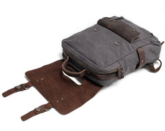 Cool Canvas Leather Mens 15'' College Gray Computer Backpack Travel Backpack for Men - iwalletsmen